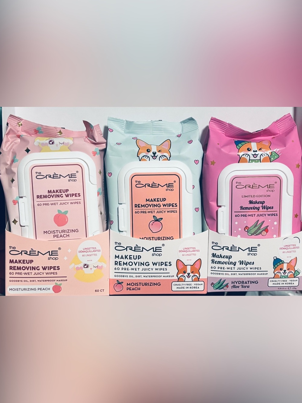 Set of 3: The Crème Shop Makeup Removing Wipes